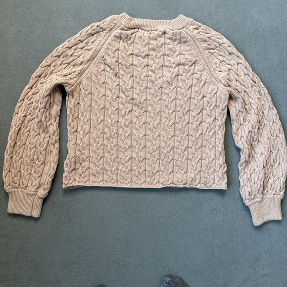 JCrew Sweater‎ Womens Medium Blush Cable Knit Crewneck Textured Cotton Pullover - Picture 2 of 12